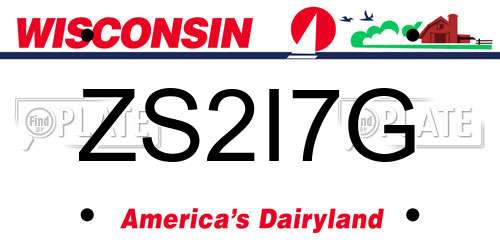 ZS2I7G Wisconsin License Plate