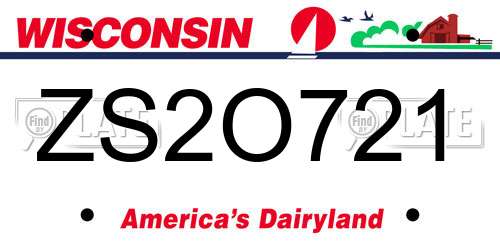ZS2O721 Wisconsin License Plate