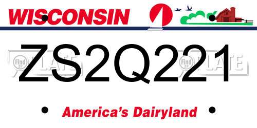 ZS2Q221 Wisconsin License Plate