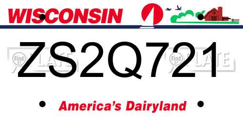 ZS2Q721 Wisconsin License Plate