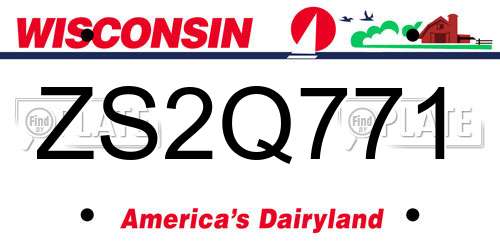 ZS2Q771 Wisconsin License Plate