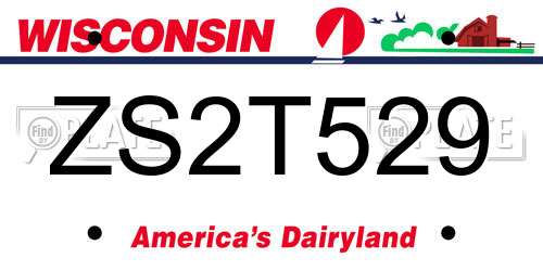 ZS2T529 Wisconsin License Plate