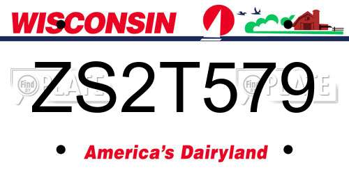 ZS2T579 Wisconsin License Plate