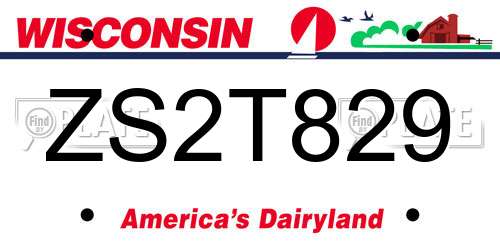ZS2T829 Wisconsin License Plate