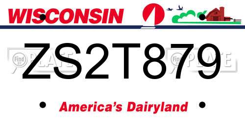 ZS2T879 Wisconsin License Plate