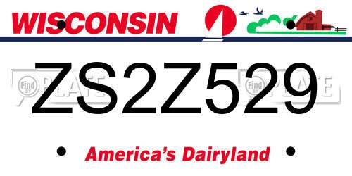 ZS2Z529 Wisconsin License Plate