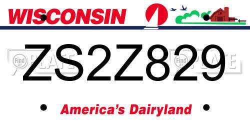 ZS2Z829 Wisconsin License Plate