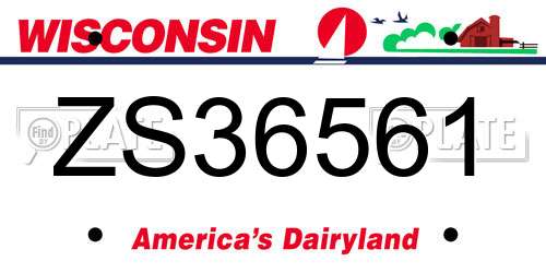 ZS36561 Wisconsin License Plate