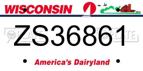 ZS36861 Wisconsin License Plate