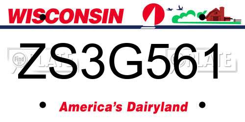 ZS3G561 Wisconsin License Plate