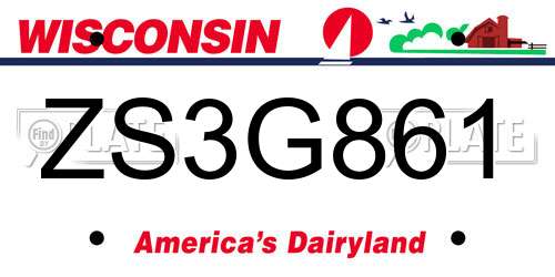 ZS3G861 Wisconsin License Plate
