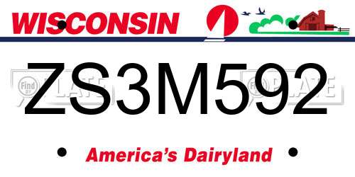 ZS3M592 Wisconsin License Plate