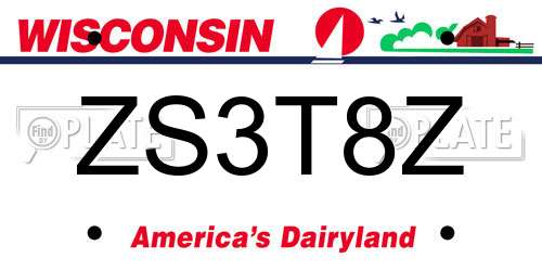 ZS3T8Z Wisconsin License Plate
