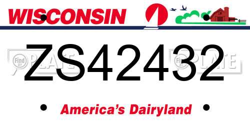 ZS42432 Wisconsin License Plate
