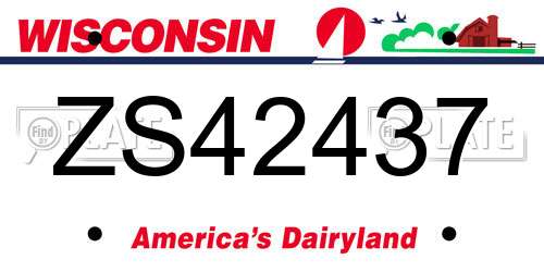 ZS42437 Wisconsin License Plate