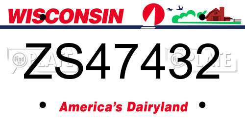 ZS47432 Wisconsin License Plate