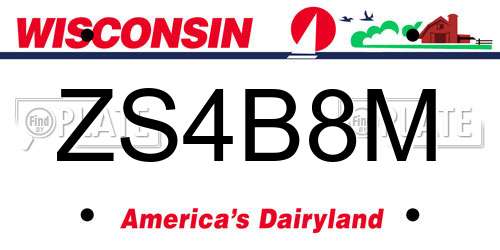ZS4B8M Wisconsin License Plate