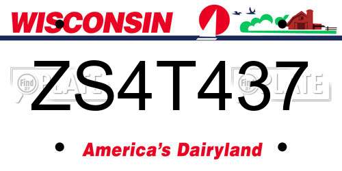 ZS4T437 Wisconsin License Plate