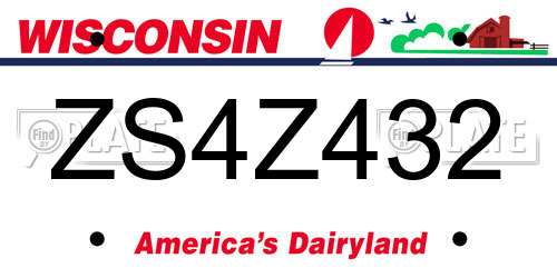 ZS4Z432 Wisconsin License Plate