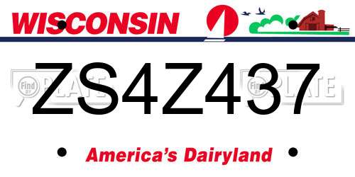 ZS4Z437 Wisconsin License Plate