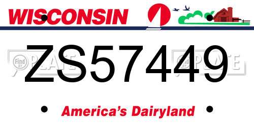 ZS57449 Wisconsin License Plate