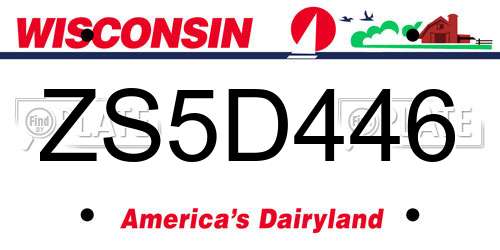 ZS5D446 Wisconsin License Plate