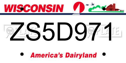 ZS5D971 Wisconsin License Plate