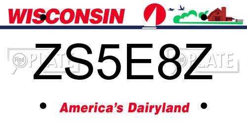 ZS5E8Z Wisconsin License Plate
