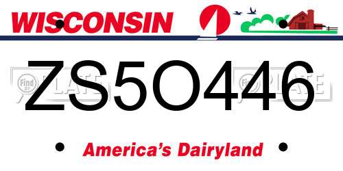 ZS5O446 Wisconsin License Plate