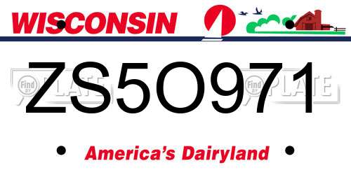 ZS5O971 Wisconsin License Plate