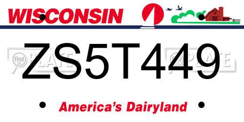 ZS5T449 Wisconsin License Plate