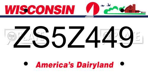 ZS5Z449 Wisconsin License Plate