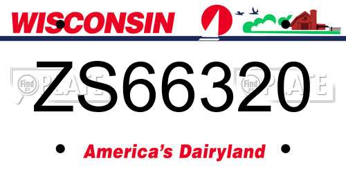 ZS66320 Wisconsin License Plate