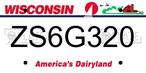 ZS6G320 Wisconsin License Plate