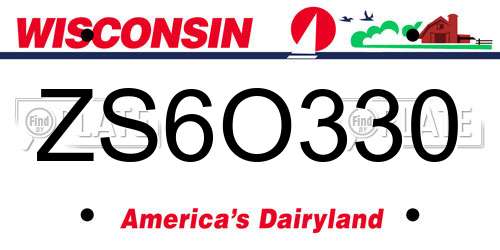 ZS6O330 Wisconsin License Plate