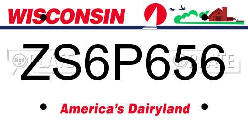 ZS6P656 Wisconsin License Plate
