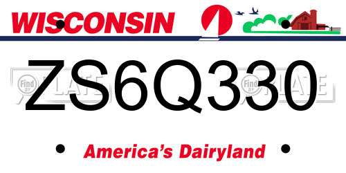 ZS6Q330 Wisconsin License Plate