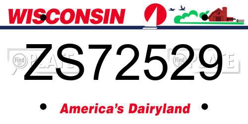 ZS72529 Wisconsin License Plate