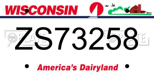ZS73258 Wisconsin License Plate