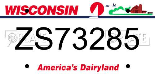 ZS73285 Wisconsin License Plate