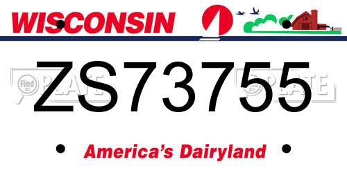 ZS73755 Wisconsin License Plate