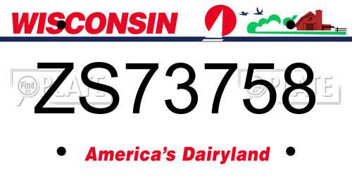 ZS73758 Wisconsin License Plate