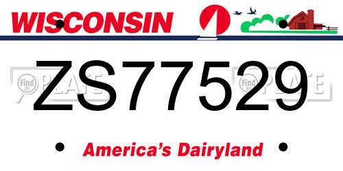 ZS77529 Wisconsin License Plate