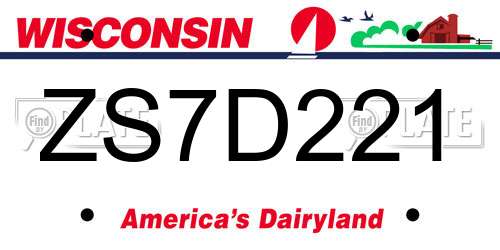 ZS7D221 Wisconsin License Plate