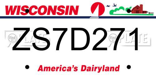 ZS7D271 Wisconsin License Plate