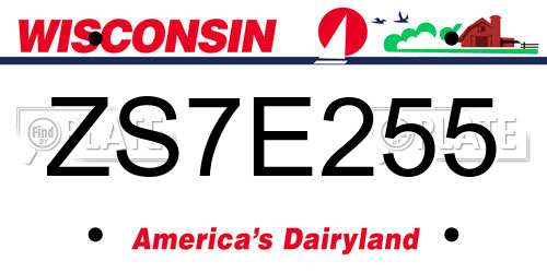 ZS7E255 Wisconsin License Plate