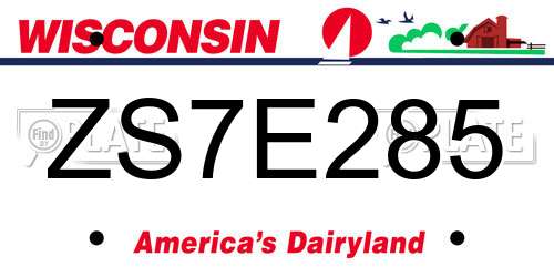 ZS7E285 Wisconsin License Plate