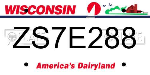 ZS7E288 Wisconsin License Plate