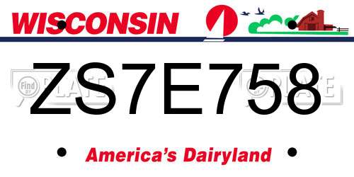 ZS7E758 Wisconsin License Plate