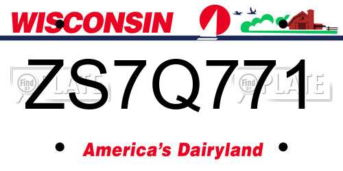 ZS7Q771 Wisconsin License Plate